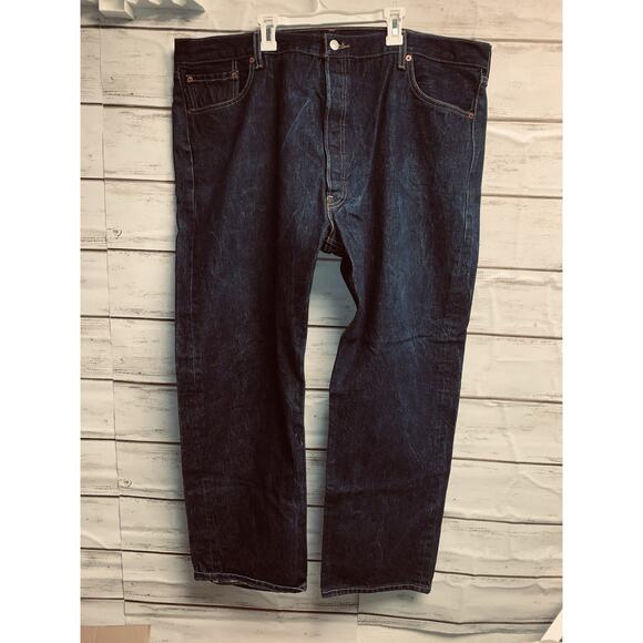 NWOT Mens LEVI Jeans 501 Original Size 46x31 Straight Leg Button Fly Dark Wash - Picture 2 of 14